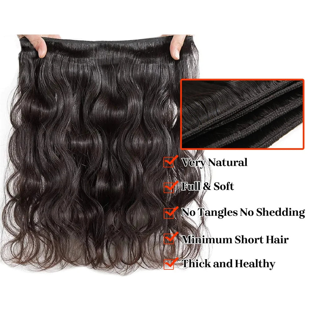 Indian Body Wave Human Hair Bundles 1/3/4 Piece Deal 8-30 Inch Remy Human Hair Bundles for Women Raw Hair Extensions