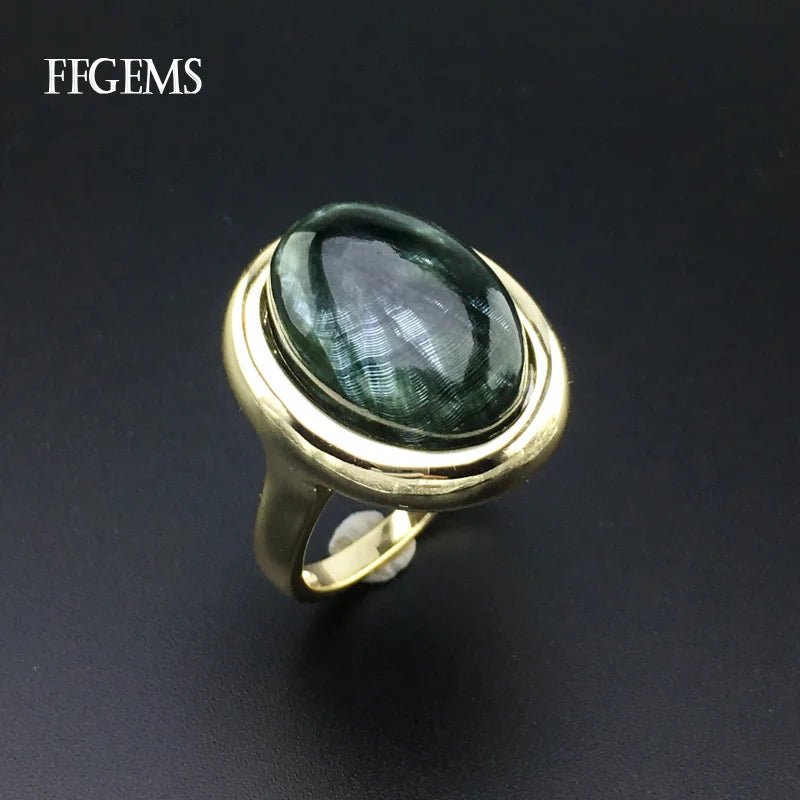 Ffgems Natural Green Charoite Rings Sterling Real 925 Silver Gemstone Fine Jewelry Women Engagement Wedding Gift