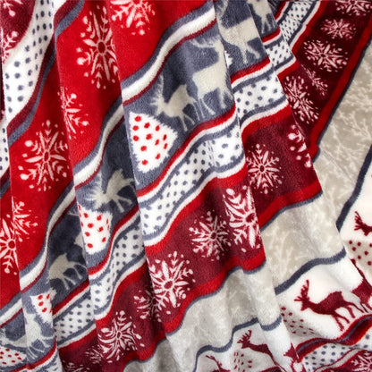 Christmas Throw Blanket | Holiday Christmas Reindeer Snowflakes Fleece Blanket | Soft, Plush, Warm Winter Cabin Throw, 50X60 (Christmas Red)