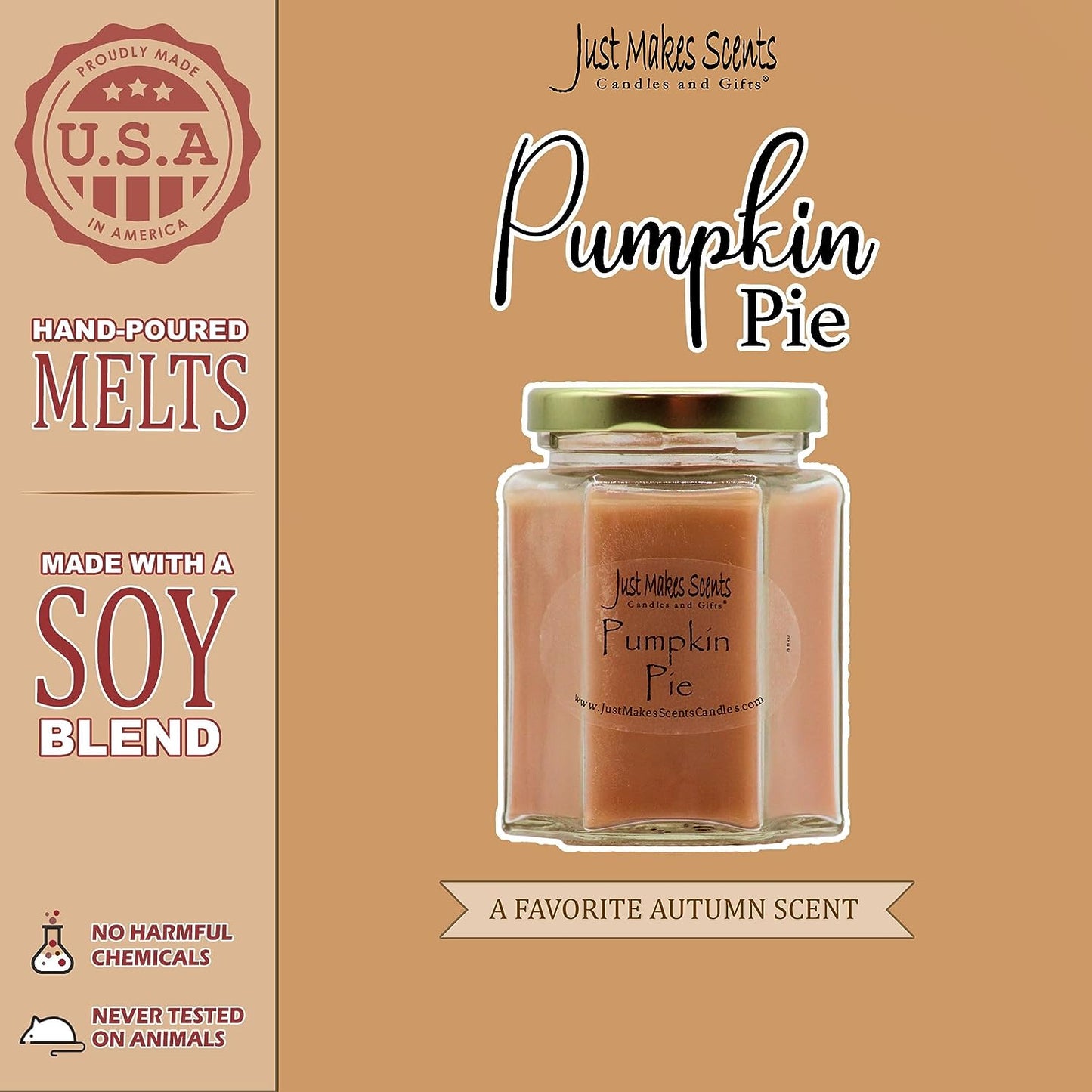 Pumpkin Pie Scented Blended Soy Candle | Hand Poured Fall Fragrance Candles | Made in the USA by