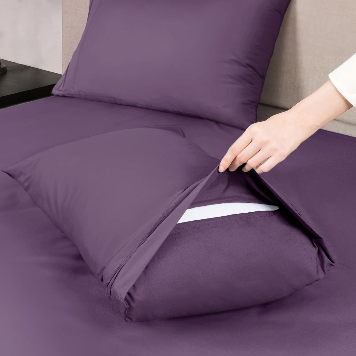 Full Size Sheet Set,Extra Soft Luxury Brushed Microfiber 1800 Egyptian Sheets with 15-Inch Deep Pocket - Breathable Wrinkle Fade Stain Resistant Hypoallergenic - 4 Piece (Full, Purple)