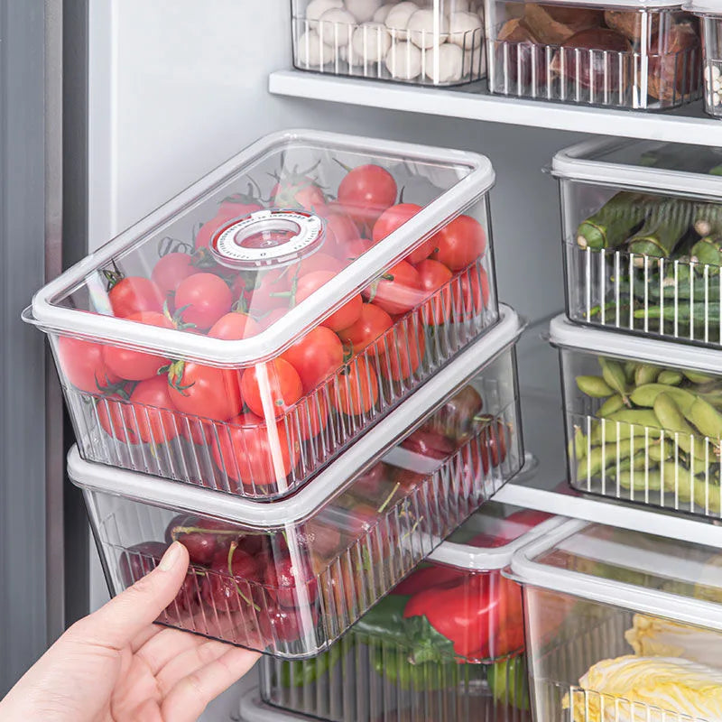 Transparent Fridge Organizer Food Storage Containers Fresh Vegetable Fruit Baskets Refrigerator Storage Box Kitchen Organizer