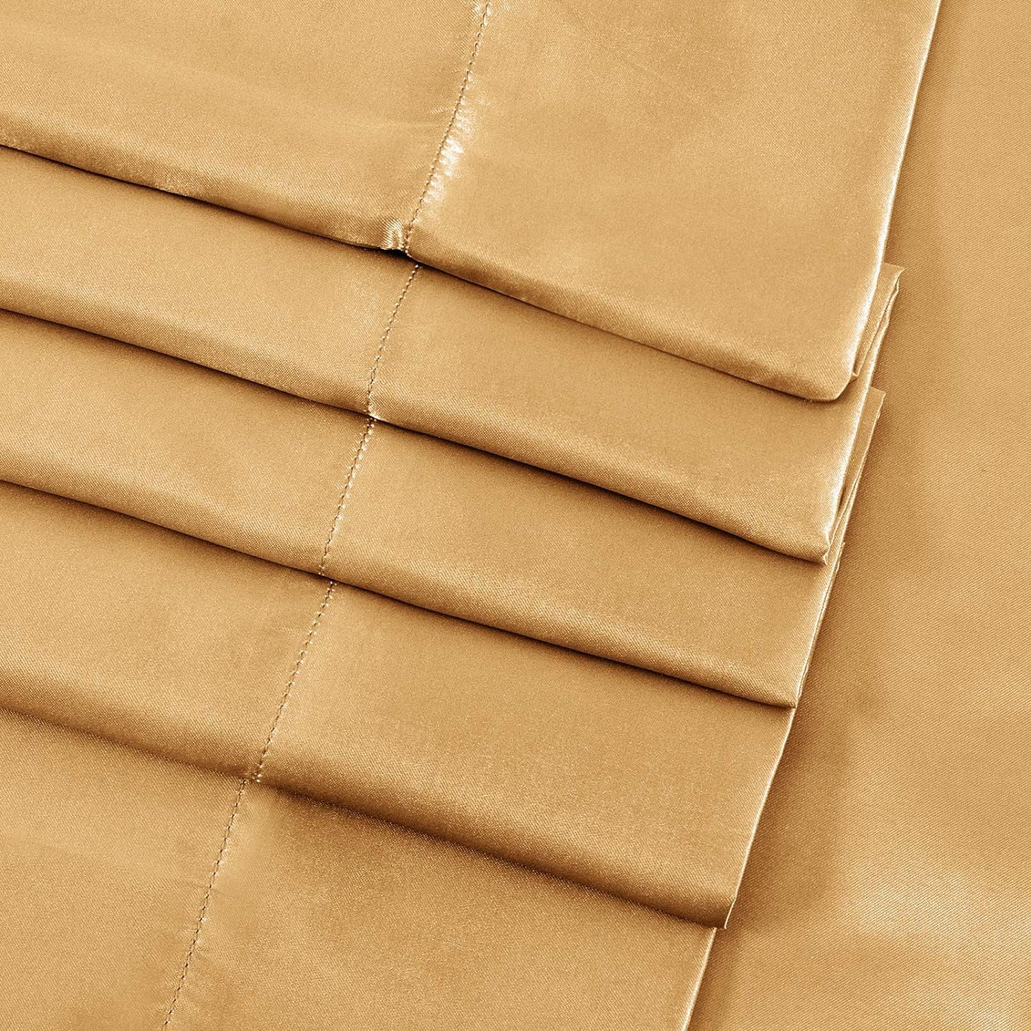 4Pcs Satin Sheet Set Queen Size Ultra Silky Soft Gold Satin Queen Bed Sheets with Deep Pocket, 1 Fitted Sheet, 1 Flat Sheet, 2 Envelope Closure Pillowcases