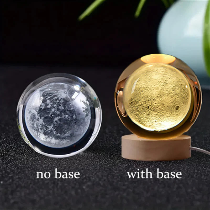 6Cm 3D Crystal Ball Crystal Planet Night Light Laser Engraved Solar System Globe Astronomy Birthday Gift Home Desktop Decoration