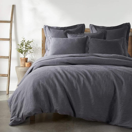 - 100% Linen - Full/Queen Duvet Cover Duvet Cover - Washed Linen in Charcoal - Duvet Cover Size (96 X 92In.)