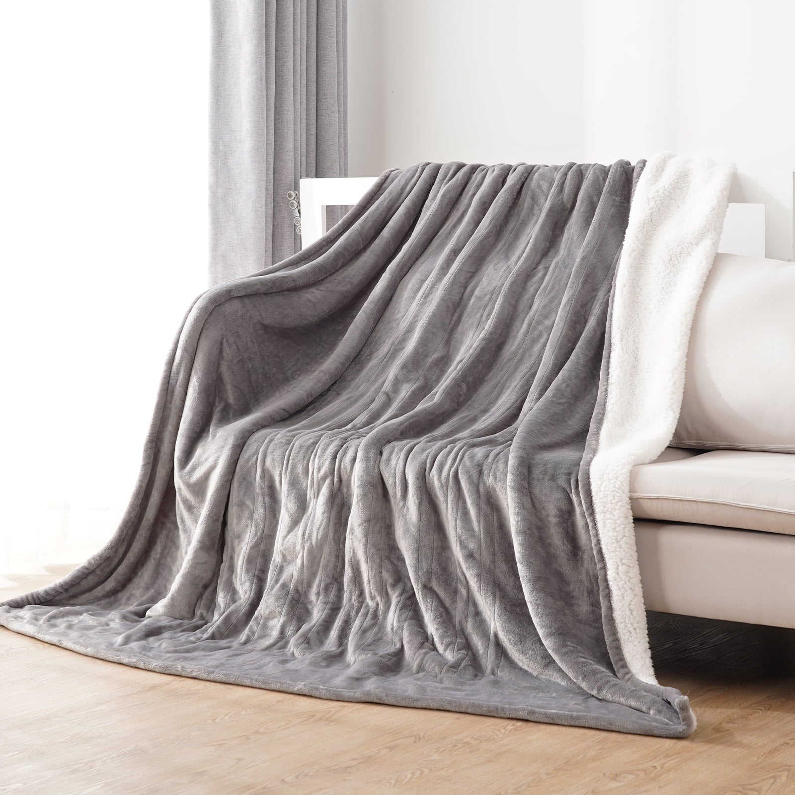 Electric Blanket Full Size 72"X84" Heated Blanket Flannel & Shu Velveteen with 4 Heating Levels, 10H Auto-Off, Machine Washable