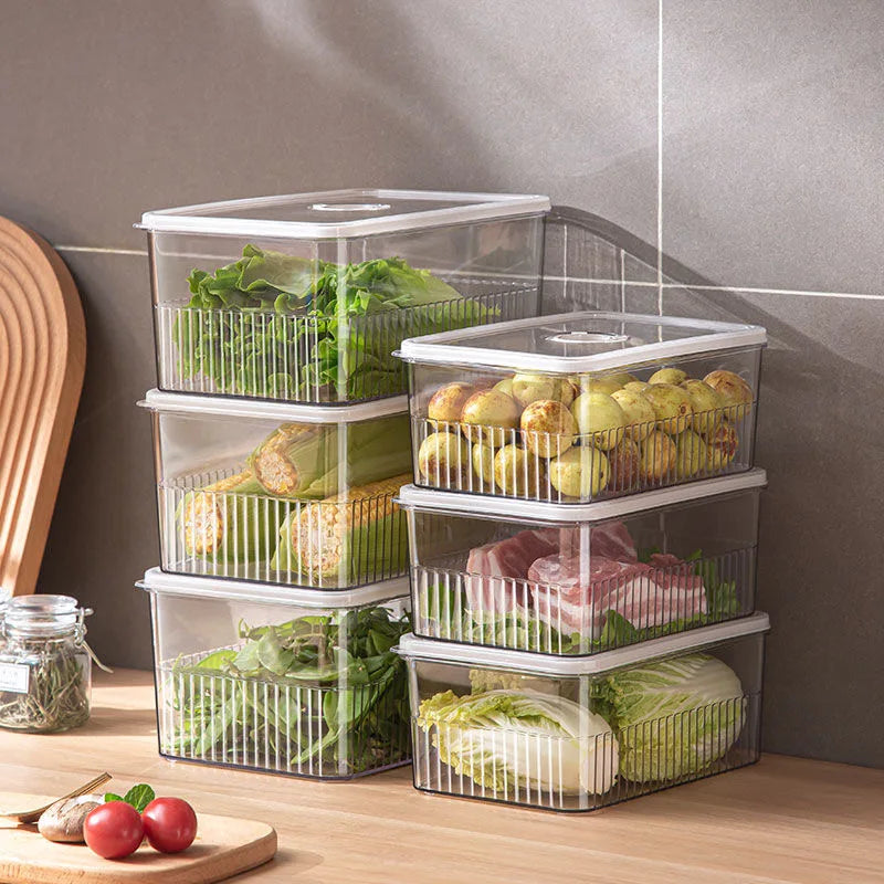 Transparent Fridge Organizer Food Storage Containers Fresh Vegetable Fruit Baskets Refrigerator Storage Box Kitchen Organizer