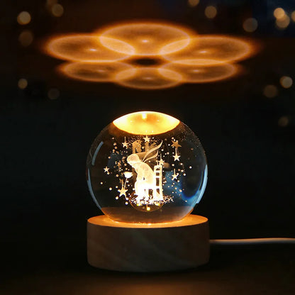 6Cm 3D Crystal Ball Crystal Planet Night Light Laser Engraved Solar System Globe Astronomy Birthday Gift Home Desktop Decoration