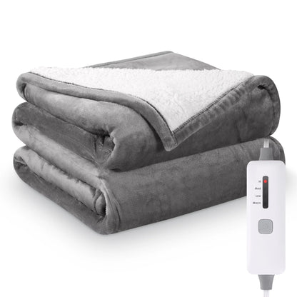 Electric Blanket Full Size 72"X84" Heated Blanket Flannel & Shu Velveteen with 4 Heating Levels, 10H Auto-Off, Machine Washable