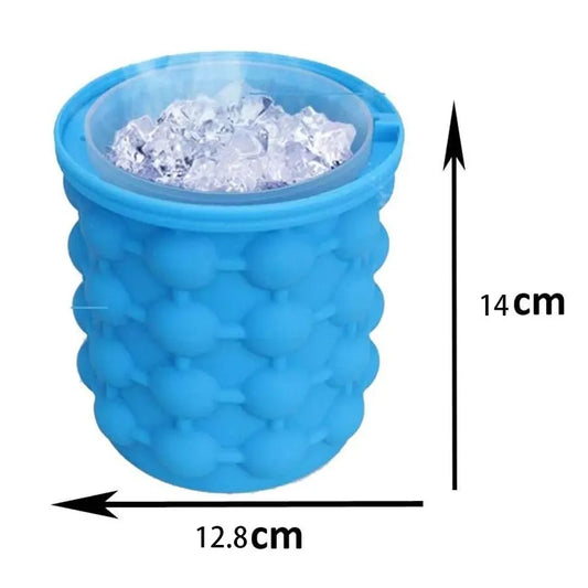 1Pc 12.8X10X14Cm/5.12X4X5.6Inch Silicone Ice Bucket Ice Maker,Blue Space Saving Ice Cube Maker Bucket,Medium Ice Buckets