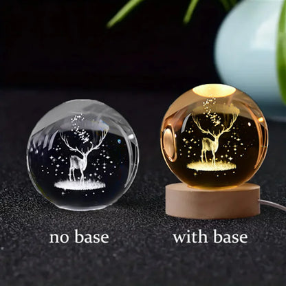 6Cm 3D Crystal Ball Crystal Planet Night Light Laser Engraved Solar System Globe Astronomy Birthday Gift Home Desktop Decoration