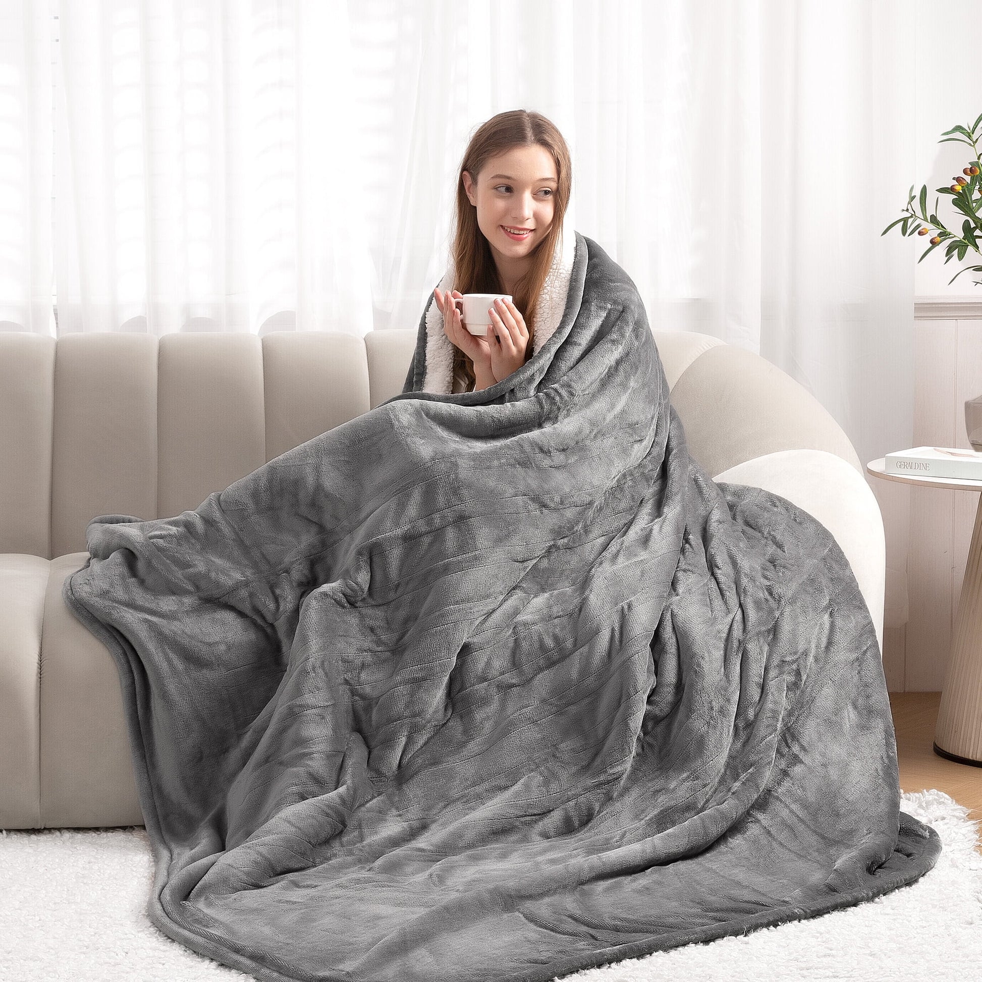 Electric Blanket Full Size 72"X84" Heated Blanket Flannel & Shu Velveteen with 4 Heating Levels, 10H Auto-Off, Machine Washable